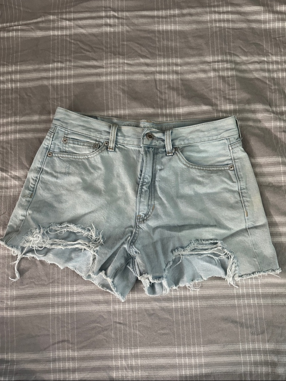 Light Wash Distressed Denim Mom Shorts - Women